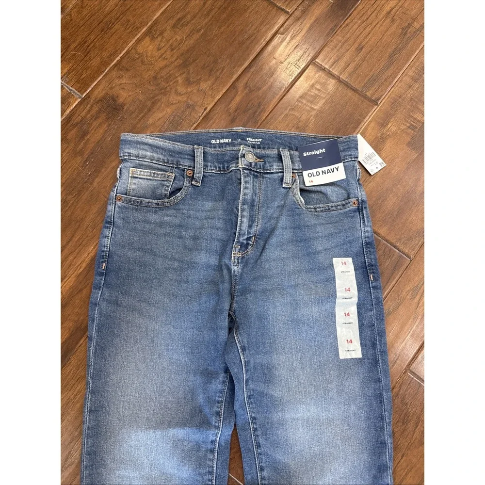 NEW Old Navy Denim Straight Leg Jeans Built In Stretch Casual Kids Boys 14 NWT